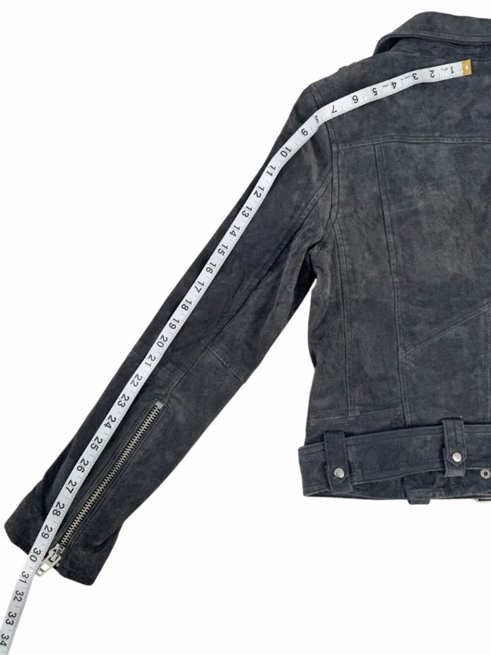 BLANKNYC Gray Suede Moto Jacket Size S Belted Biker - Picture 7 of 8